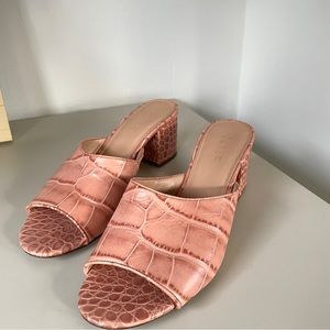 J Crew Croc Heeled Open Toe Slide Sandals